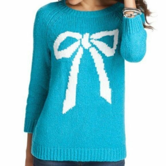 LOFT Sweaters - Ann Taylor Loft blue giant bow sweater XS
